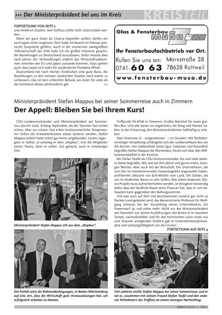 Gemeindebesuche KREISTEIL - CDU Kreisverband Rottweil