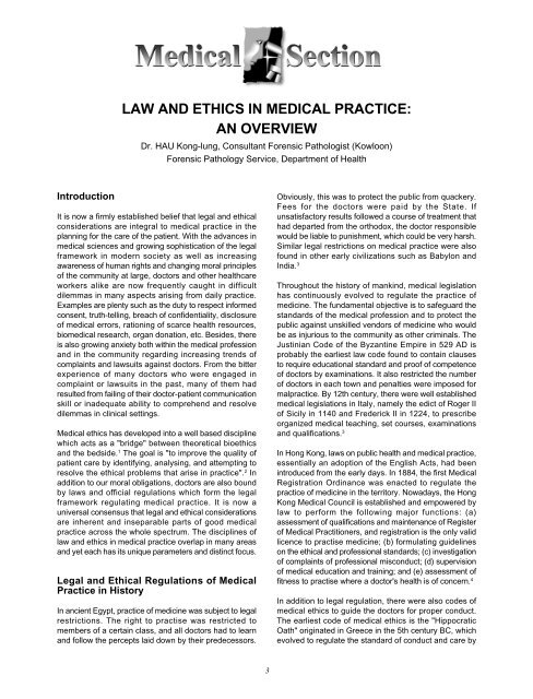 law and ethics in medical practice: an overview - The Federation of ...