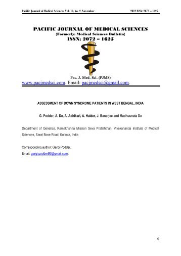 Assessment of Down Syndrome Patients in West Bengal, India