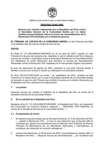 documento 70-RO-2003 - Intranet - Comunidad Andina