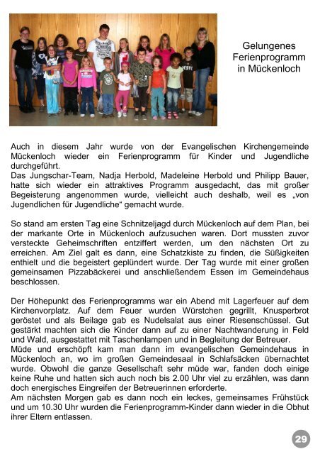 Gottesdienste - Evangelische Kirchengemeinde Mückenloch