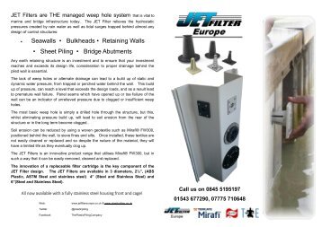 JETFilter THE Maintainable weephole drainage filters