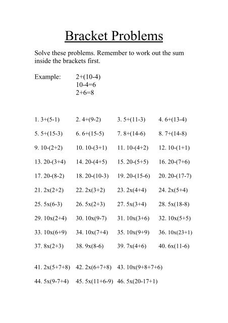 Bracket Problems - Primary Resources