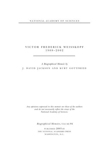 Victor Frederick Weisskopf, 1908-2002 - Theoretical Physics at LBNL