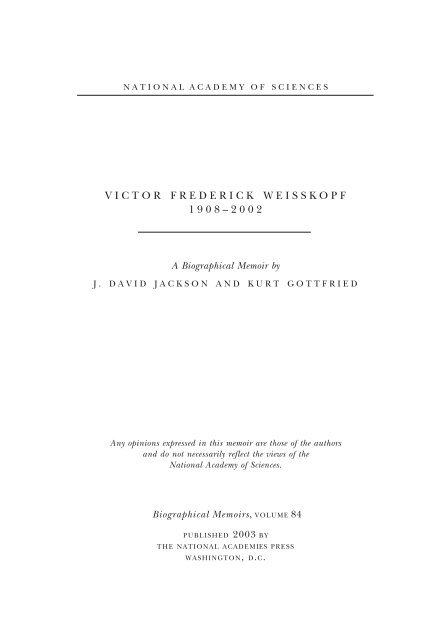 Victor Frederick Weisskopf, 1908-2002 - Theoretical Physics at LBNL