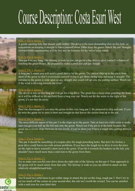 Costa Esuri course guide (pdf, 4mb) - Golf de la Luz