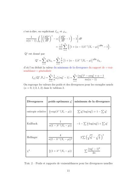 Ï-Divergence empirique et vraisemblance empirique gÃ©nÃ©ralisÃ©e