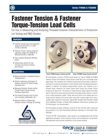 Fastener Tension & Fastener Torque-Tension ... - PCB Piezotronics