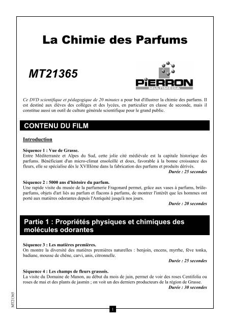 la chimie des parfums