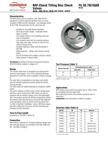 NAF-Check Tilting Disc Check Valves Fk 30.70(10)GB - Fagerberg