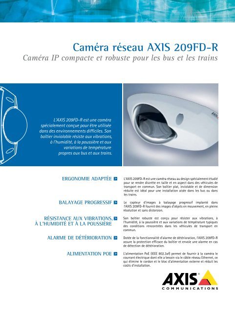 Fiche AXIS 209FD/M/R - Cisdec