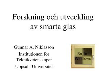 Forskning och utveckling av smarta glas - Glafo