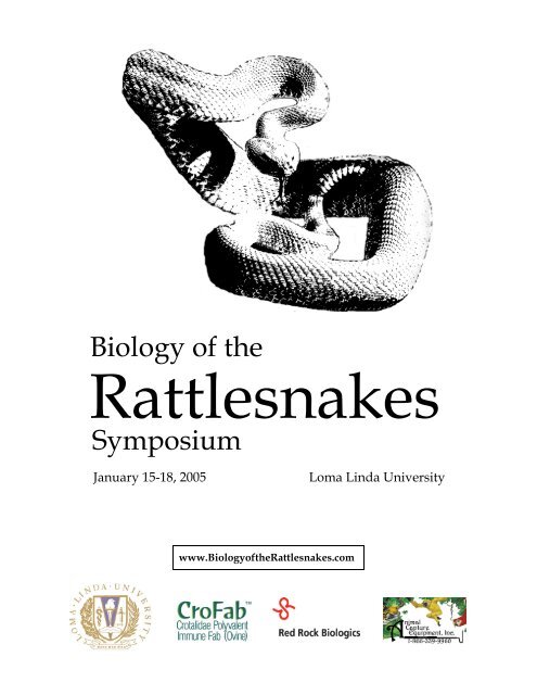 biology of the rattlesnakes symposium - Dr. William Hayes