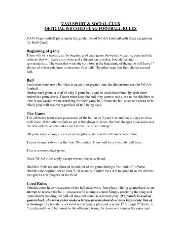 8v8 Coed Flag Football Rules - Vavi