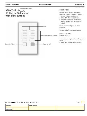 NTOMX-KP10-__-_ 10-Button Wallstation with Slim Buttons - Lutron