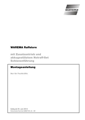 Montageanleitung WAREMA Raffstore mit akkugestÃƒÂ¼tztem Notraff ...