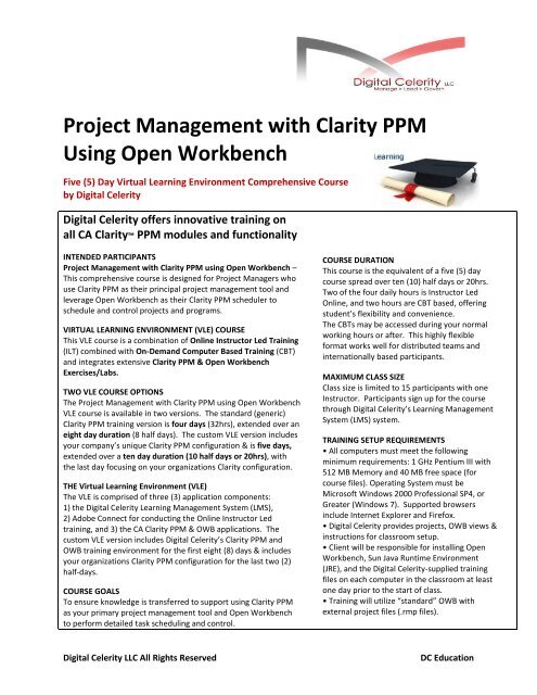 Project Management with Clarity PPM Using Open ... - Digital Celerity