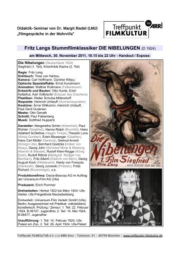 Fritz Langs Stummfilmklassiker DIE NIBELUNGEN (D 1924)