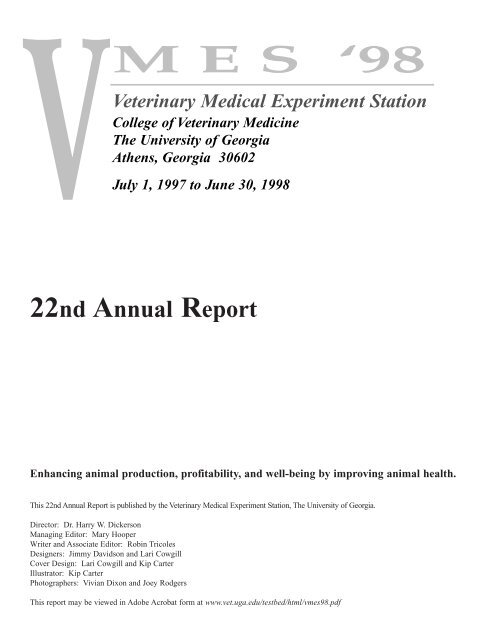 M E S  '9 8 - University of Georgia College of Veterinary Medicine
