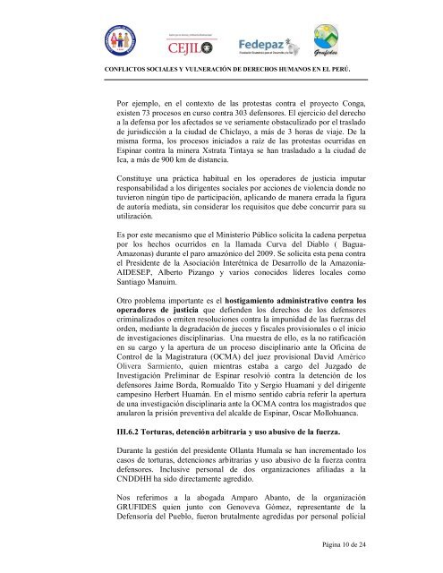 Conflictos Sociales y VulneraciÃ³n de Derechos Humanos en el PerÃº ...