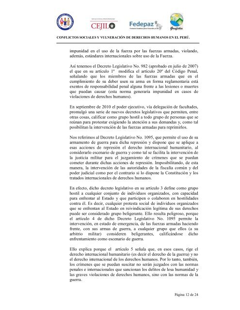 Conflictos Sociales y VulneraciÃ³n de Derechos Humanos en el PerÃº ...