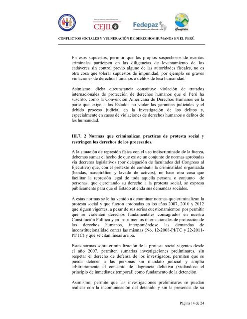 Conflictos Sociales y VulneraciÃ³n de Derechos Humanos en el PerÃº ...