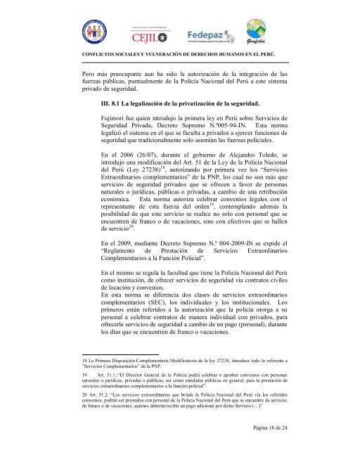 Conflictos Sociales y VulneraciÃ³n de Derechos Humanos en el PerÃº ...