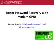 Faster Password Recovery with modern GPUs - Troopers