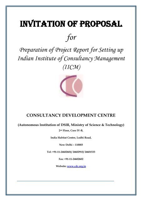 INVITATION OF PROPOSAL - Consultancy Development Center