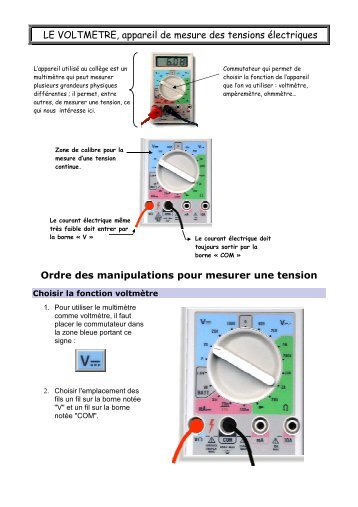 LE VOLTMETRE, appareil de mesure des tensions Ã©lectriques ...