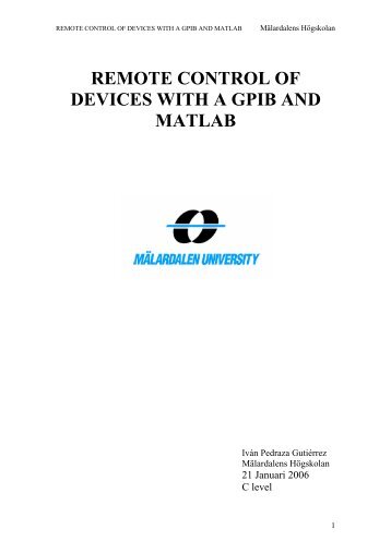 remote control of devices with a gpib and matlab