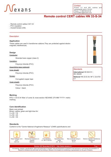 Remote control CERT cables HN 33-S-34 - Nexans