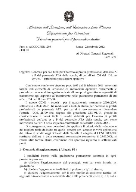 Nota 1293 Del 22 Febbraio 2012 24 Mesi Ata 2011 2012 Istruzioni