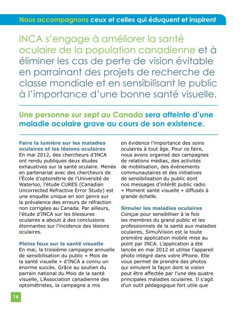 INCA Rapport annuel 2012-2013 - CNIB