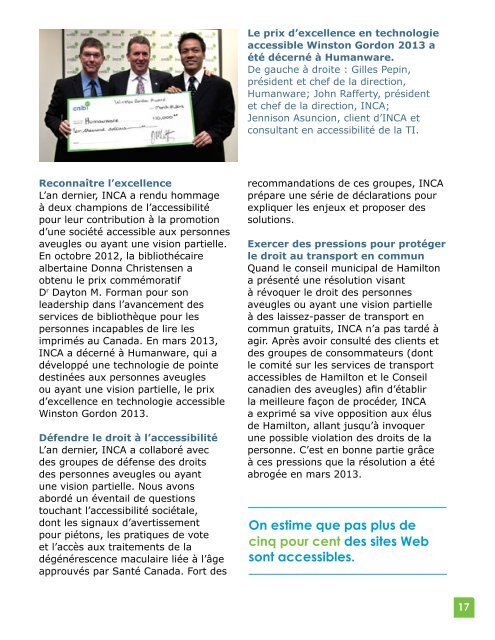 INCA Rapport annuel 2012-2013 - CNIB