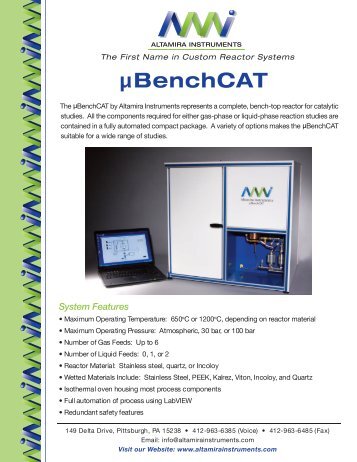 Download the µBenchCAT Brochure - Altamira Instruments, Inc.