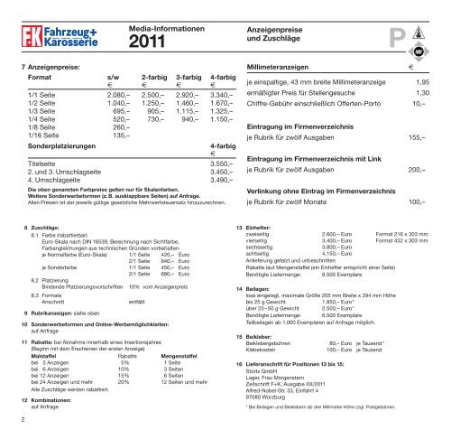 Anzeigen-Preisliste Nr. 43 Gültig ab 1. Januar 2011 Media ...