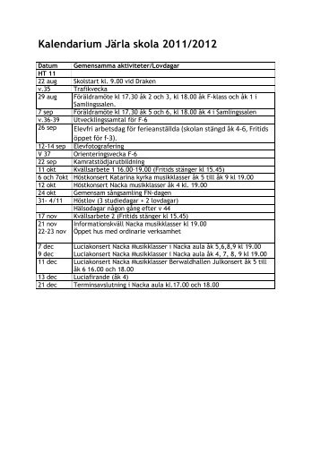 Kalendarium Järla skola 2007/2008