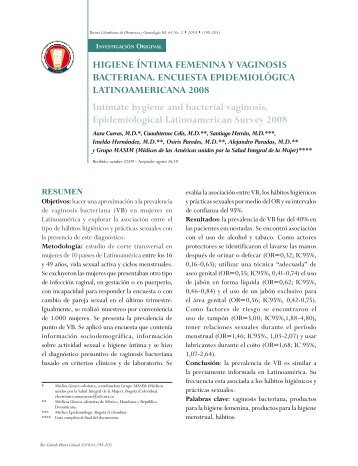 Higiene Ã­ntima femenina y vaginosis bacteriana ... - FECOLSOG