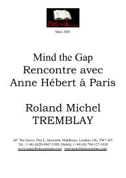 Mind the Gap Rencontre avec Anne HÃ©bert Ã  Paris ... - Pitbook.com