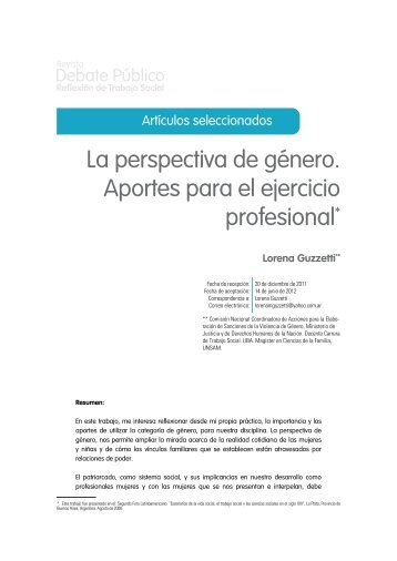 La perspectiva de género. Aportes para el ejercicio profesional*