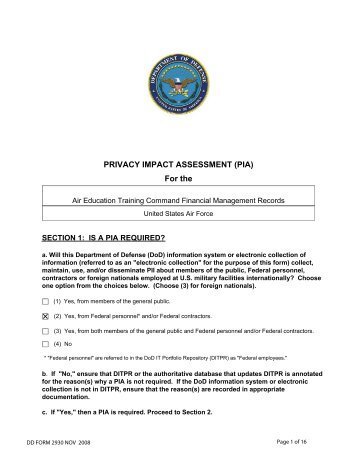 Air Education Training Command Financial Management Records