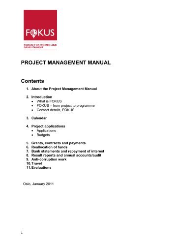 PROJECT MANAGEMENT MANUAL Contents - Fokus
