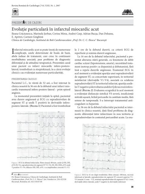 Nr. 1, 2007 - Romanian Journal of Cardiology