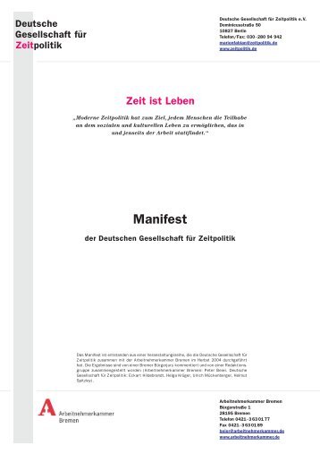 Zeitpolitisches Manifest: Zeit ist Leben