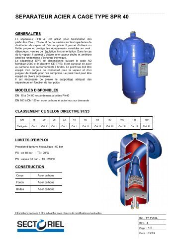 SEPARATEUR ACIER A CAGE TYPE SPR 40