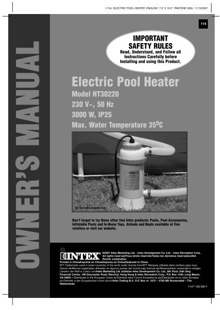 Electric Pool Heater - INTEX ++