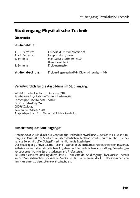 Hochschulführer 200 /200 - Westsächsische Hochschule Zwickau