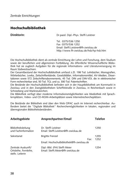 Hochschulführer 200 /200 - Westsächsische Hochschule Zwickau