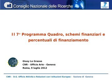 Schemi di finanziamento - CNR - Ufficio Attivita e Relazioni con ...